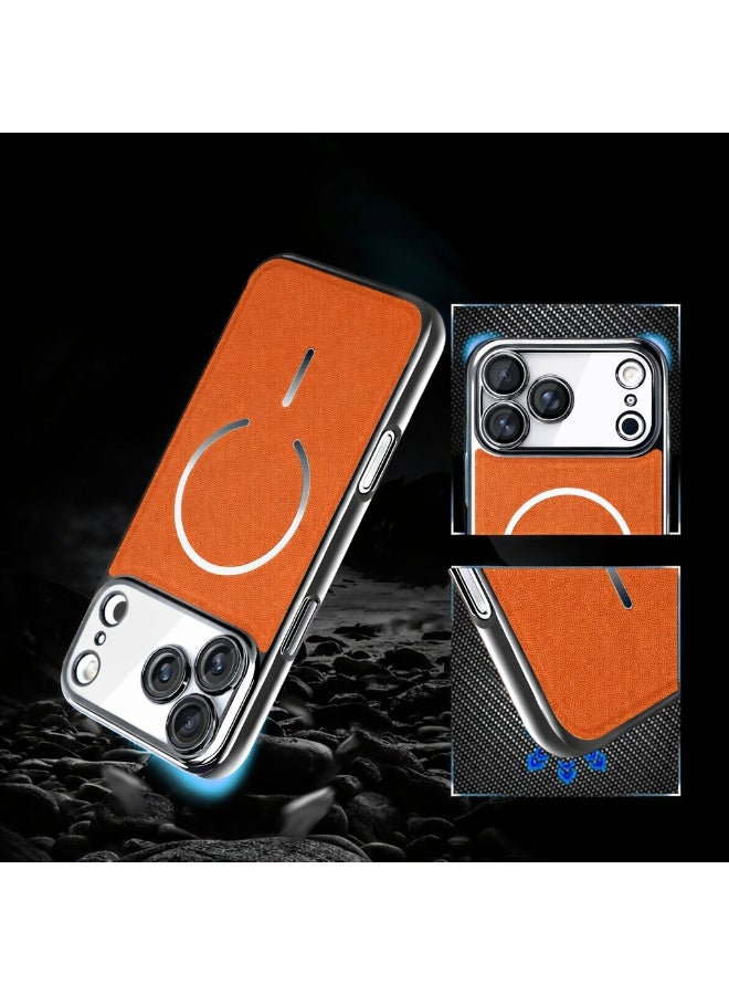 جراب فاخر من الجلد المغناطيسي لهاتف آيفون 17 برو ماكس، مقاوم للصدمات، غطاء نحيف - Image 3